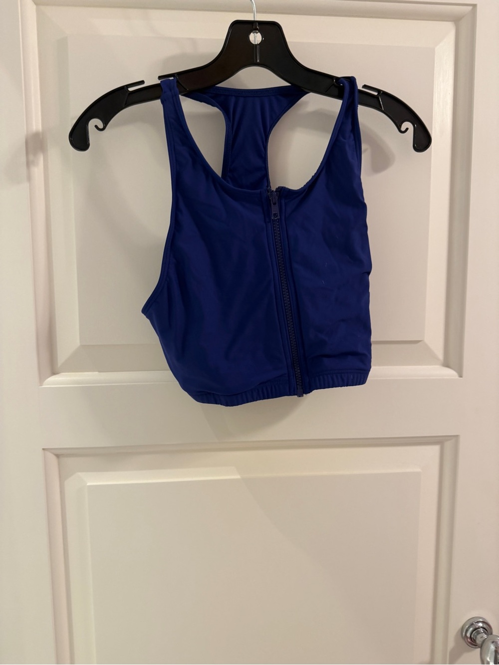 Women’s Front-Zip Swim Crop Top in Deep Blue
